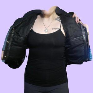 Leather Embroidered Motorcycle Vest